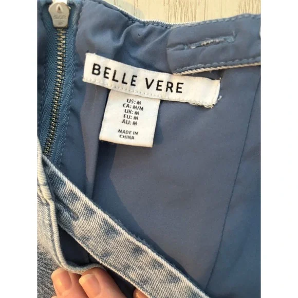 Belle Vere Womens Denim Corset Top Light Wash Blue Square Neck Zip Back Size M - Picture 5 of 9